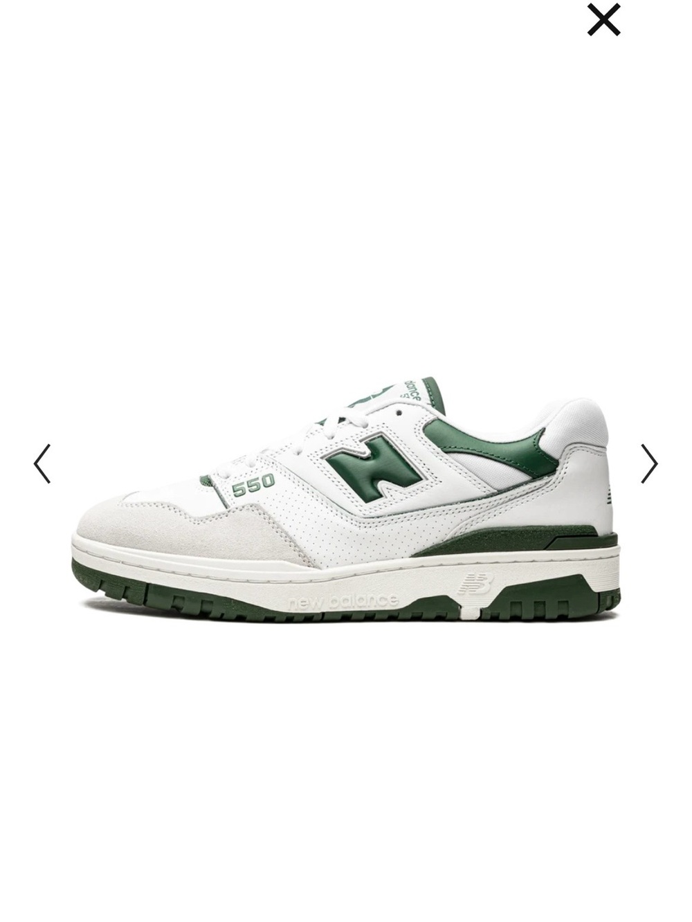 New Balance 550 White and Forest Green Low-Top Sneaker